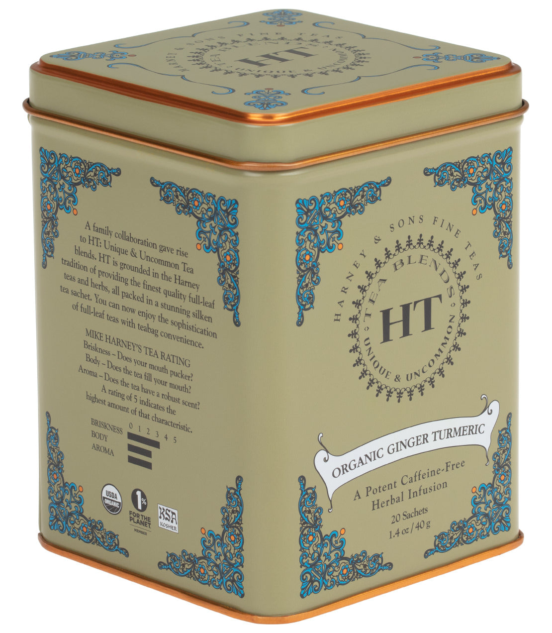 Harney & Sons Organic Ginger Turmeric, HT Tin of 20 Sachets