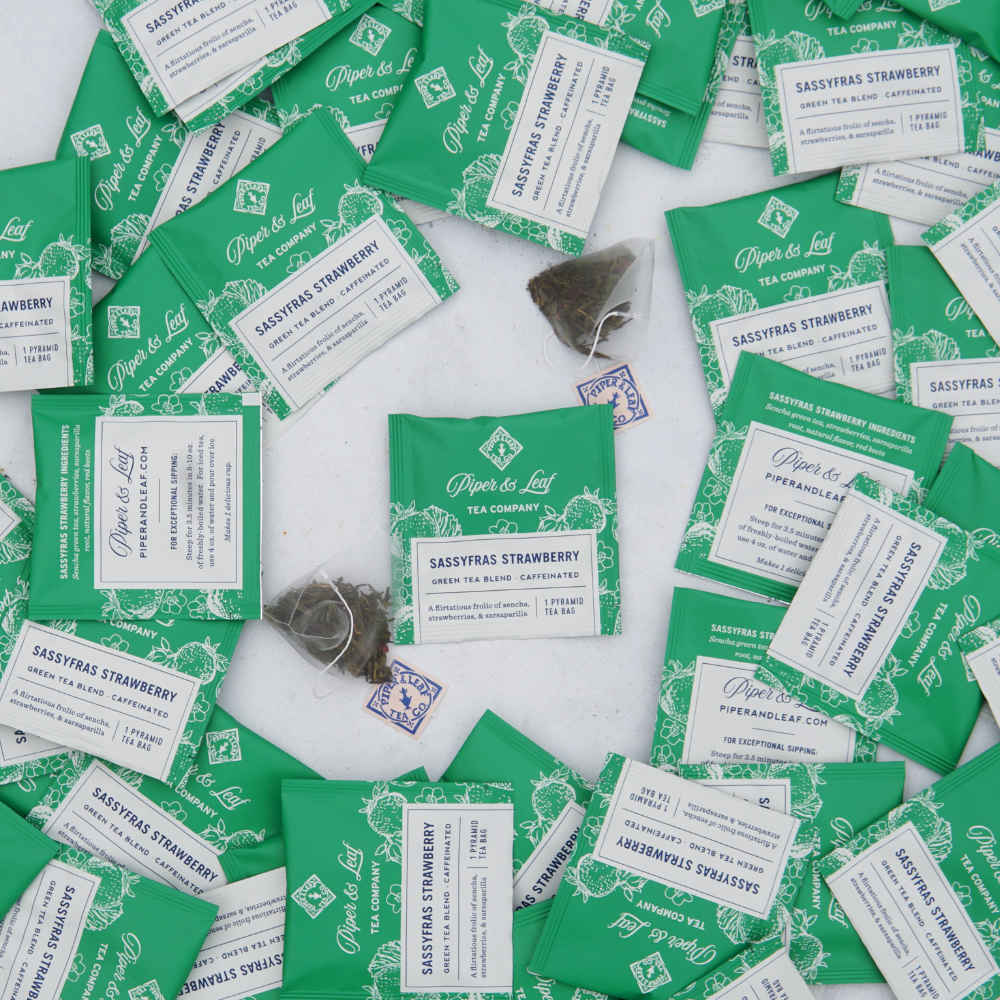 Piper and Leaf Sassyfras Strawberry Case of Individually Wrapped Tea Bags- 50ct
