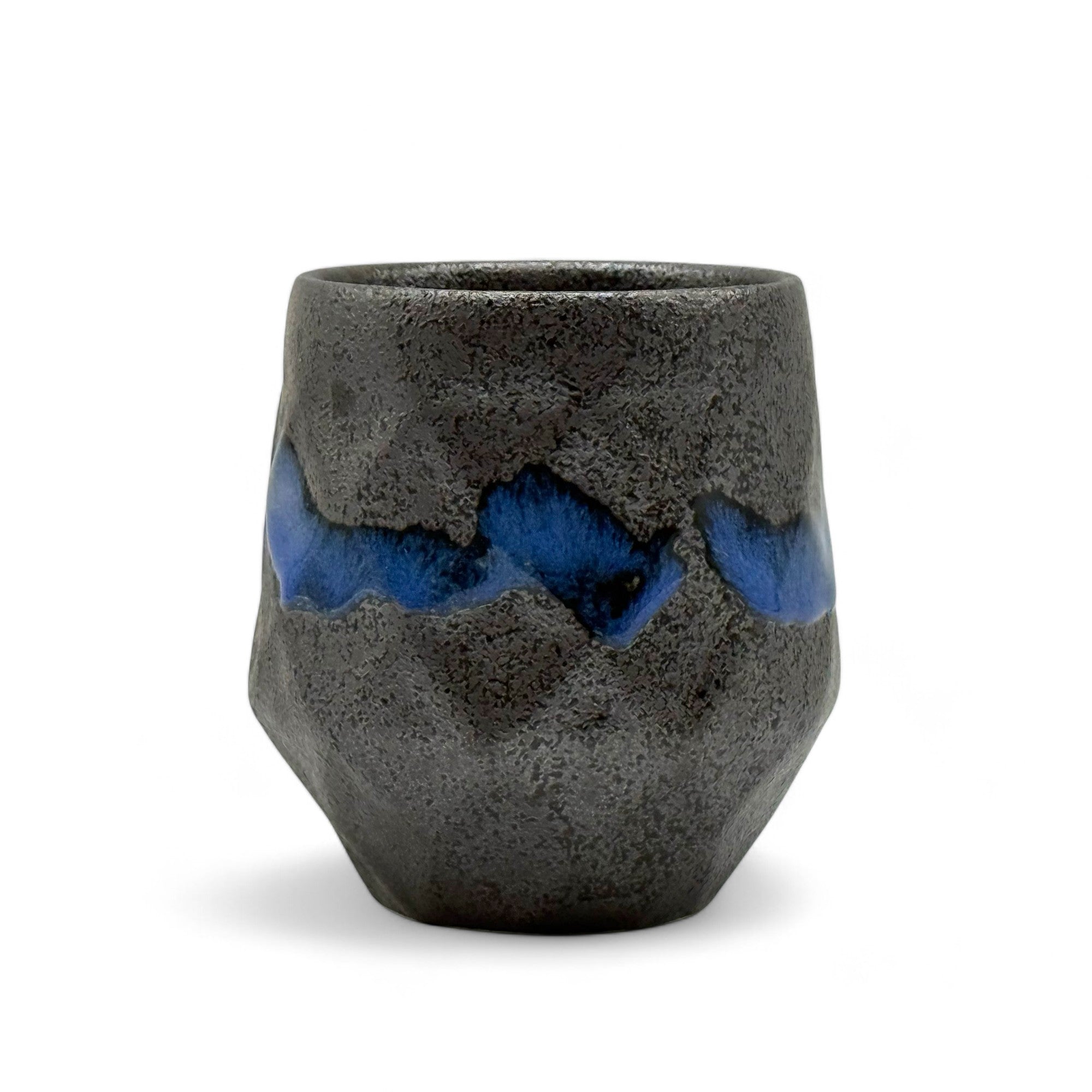 Inoue Tea Kurobuki Ryusui Gray Blue Mino-yaki Yunomi - Japanese Teacup