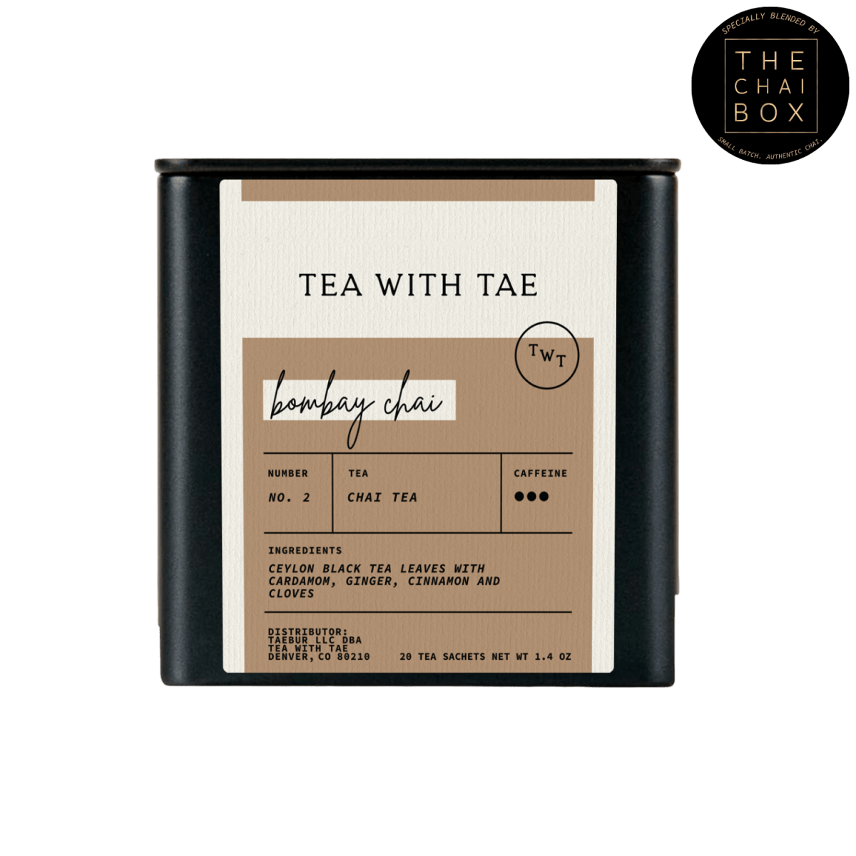 Tea with Tae Bombay Chai Tea Tin Gift (20 tea sachets)