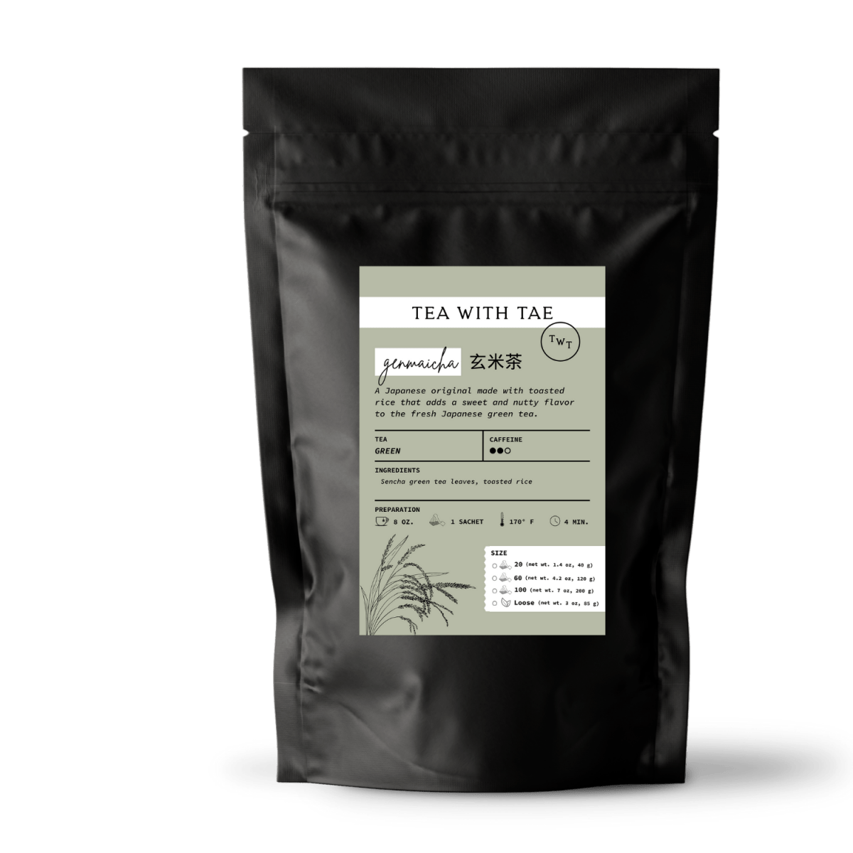 Tea with Tae Genmaicha (Traditional Japanese Green Tea) Pouch