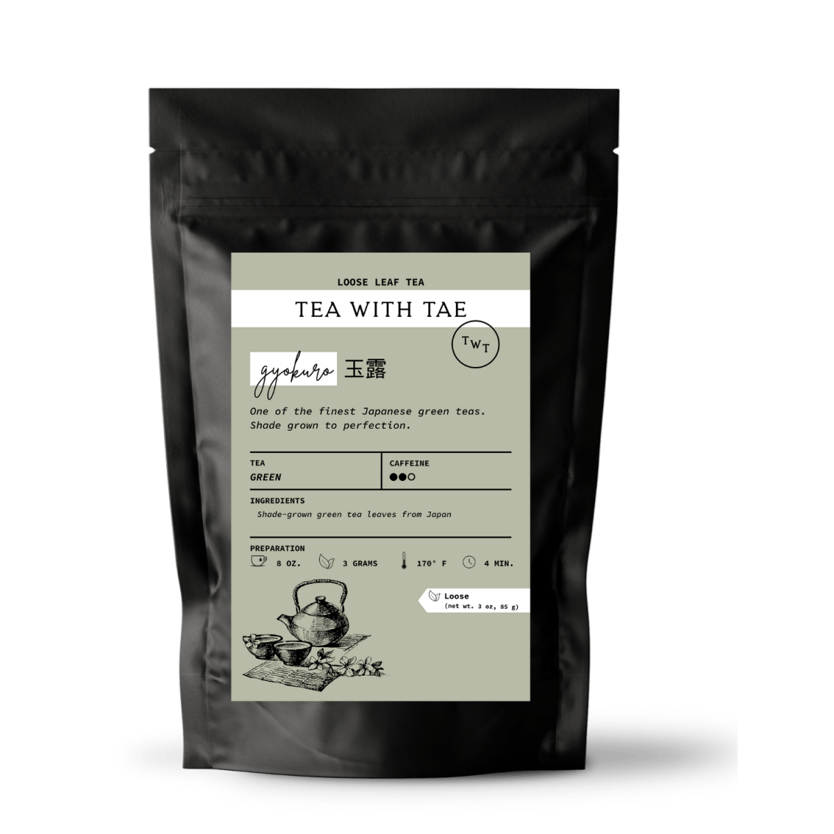 Tea with Tae Gyokuro Loose Leaf Green Tea Pouch (3oz. or 1lbs.)