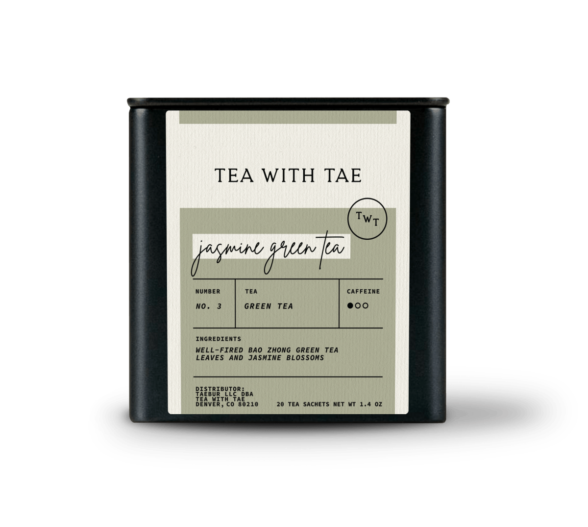 Tea with Tae Jasmine Green Tea Tin Gift (20 tea sachets)