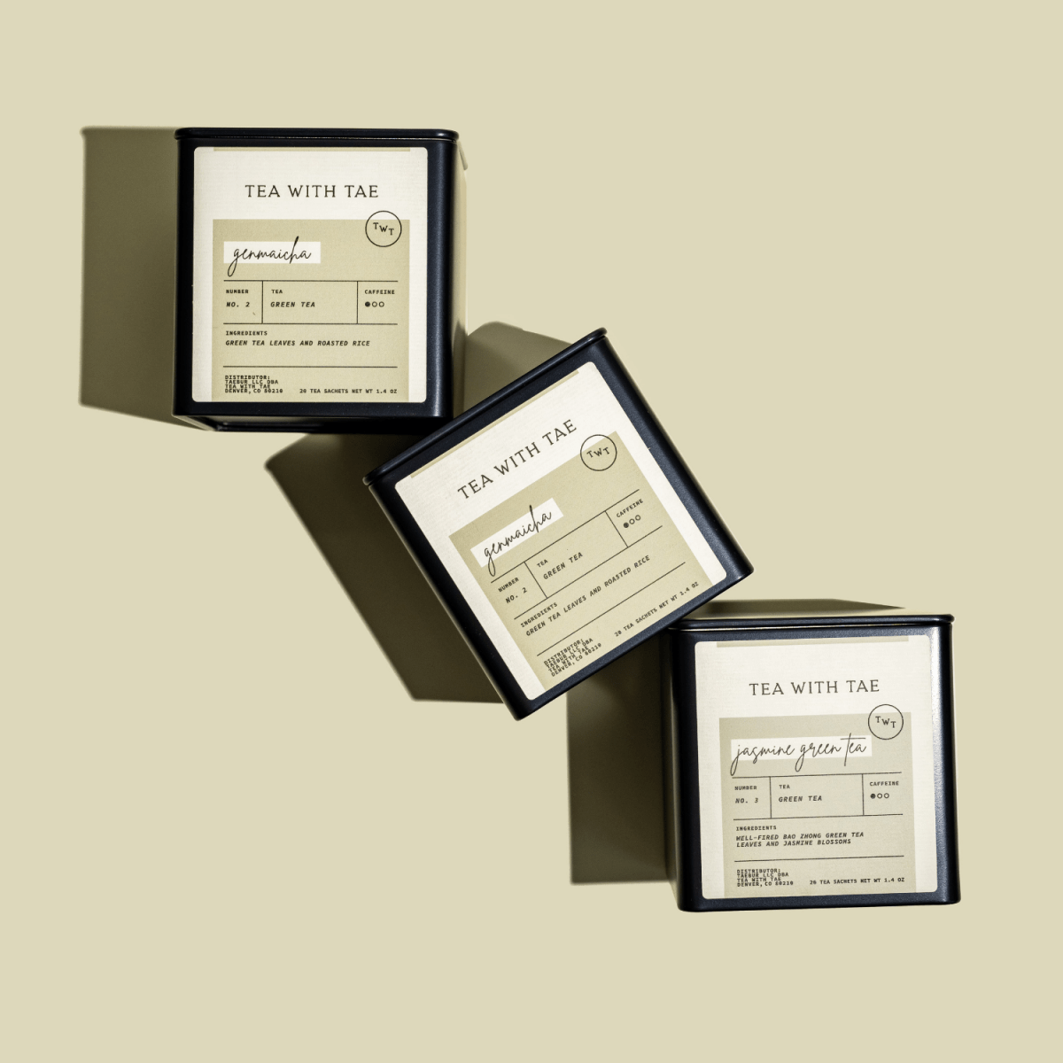 Tea with Tae Jasmine Green Tea Tin Gift (20 tea sachets)