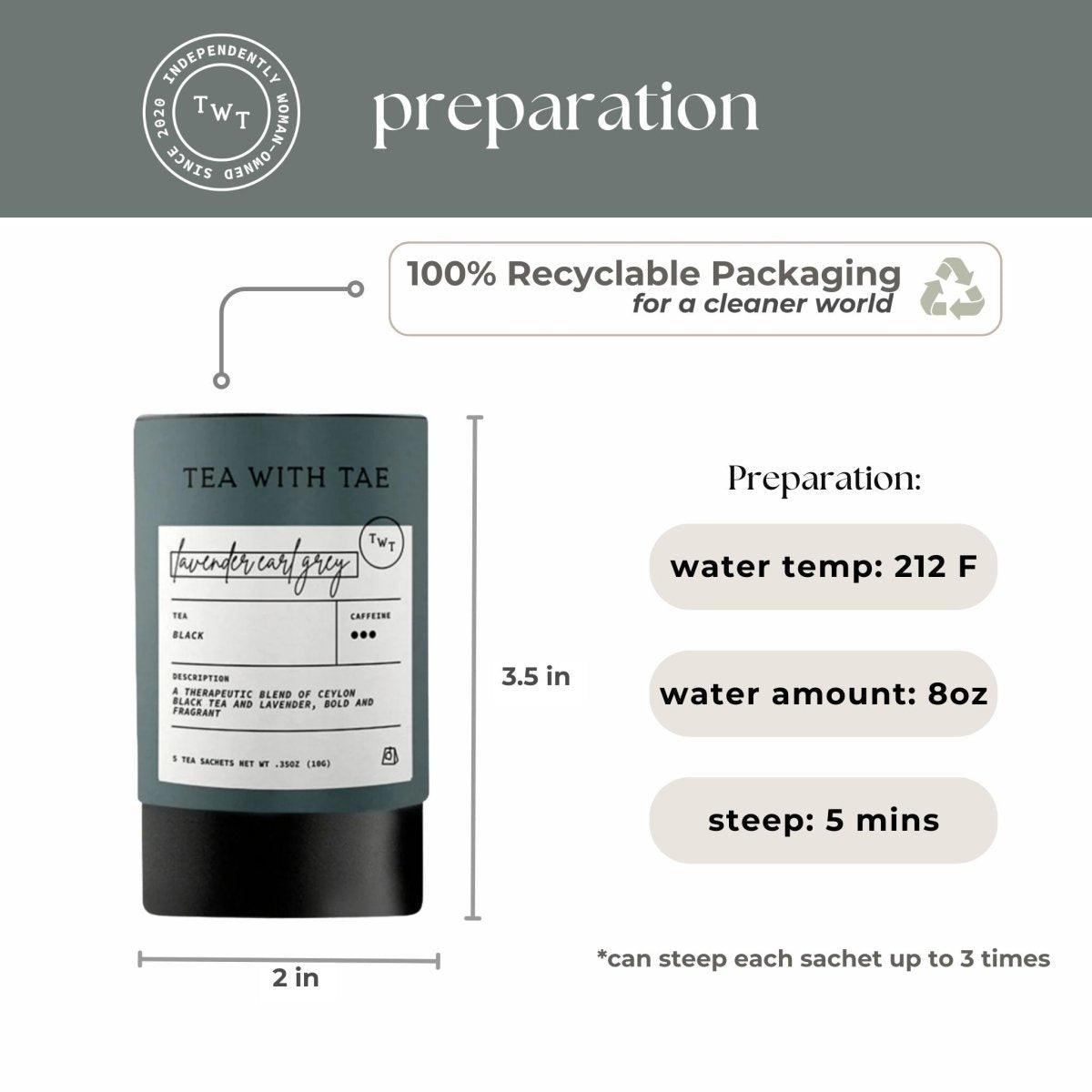Tea with Tae Lavender Earl Grey Mini Tea Tube (5 tea bags)