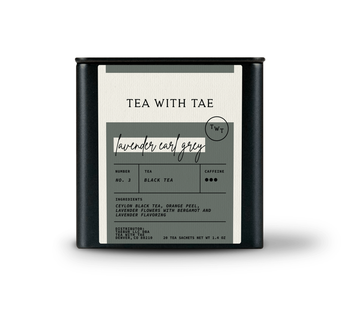 Tea with Tae Lavender Earl Grey Tea Tin Gift (20 tea sachets)