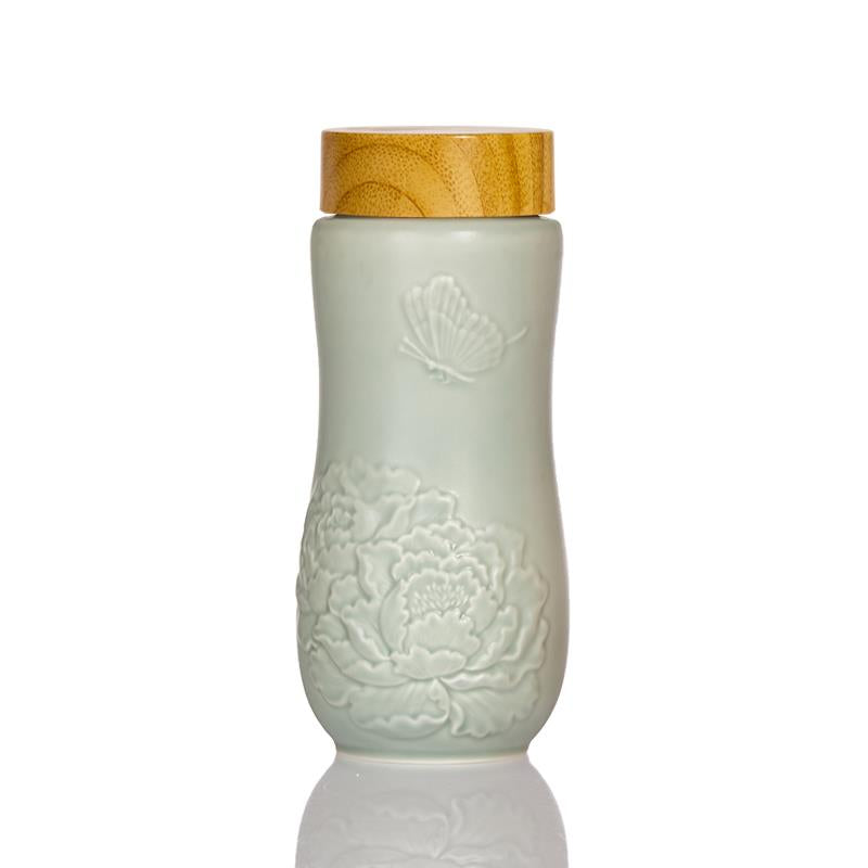 Acera Golden Age Peony Ceramic Tea Tumbler