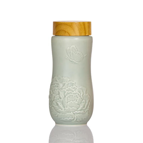 Acera Golden Age Peony Ceramic Tea Tumbler