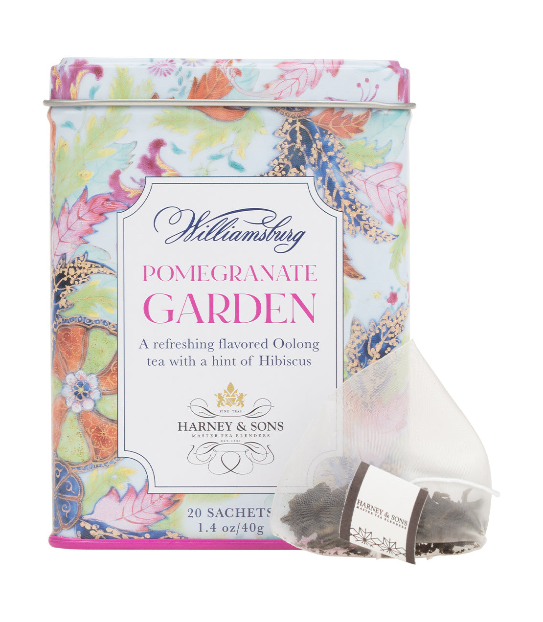 Harney & Sons Williamsburg Pomegranate Garden, Tin of 20 Sachets