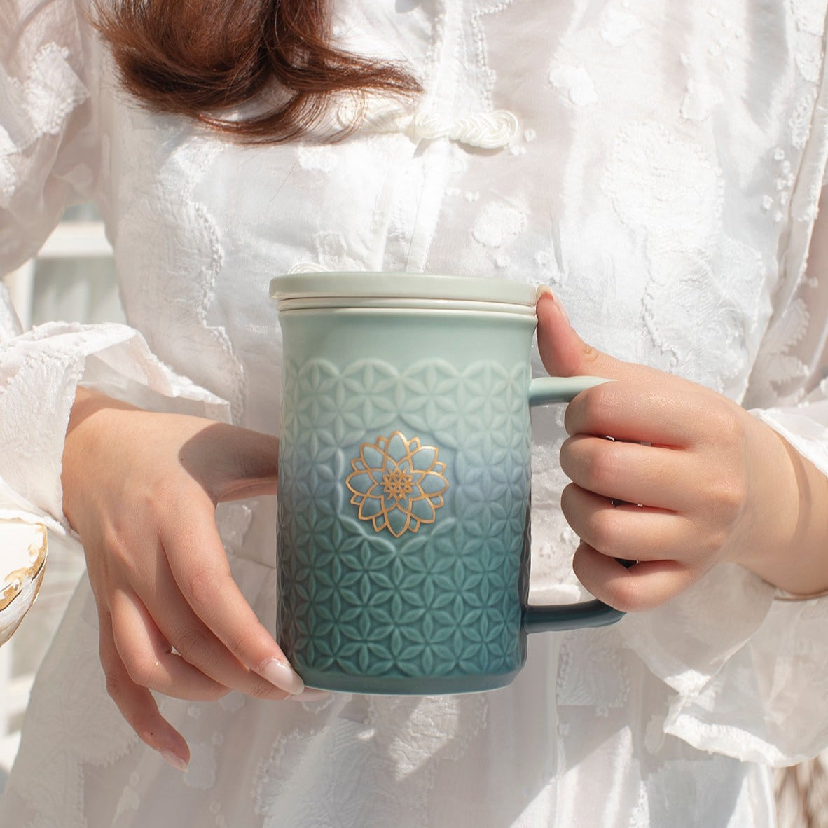 Acera Flower of Life 3-in-1 Tea Mug with Infuser