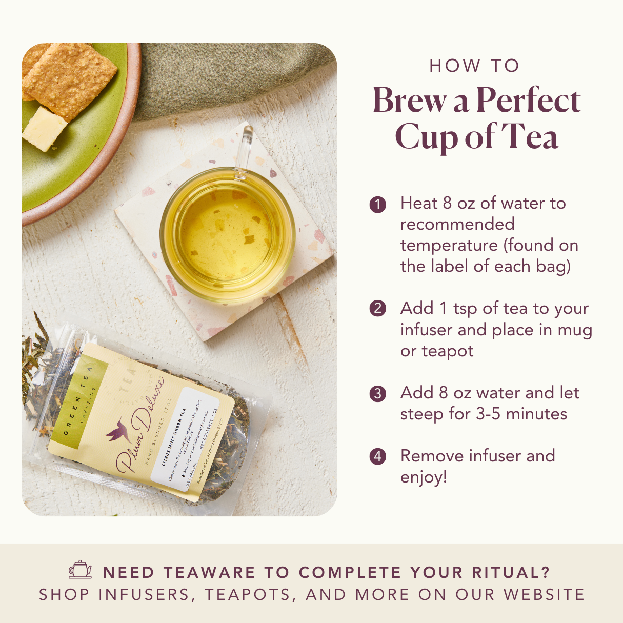 Plum Deluxe Buttery Shortbread Herbal Tea