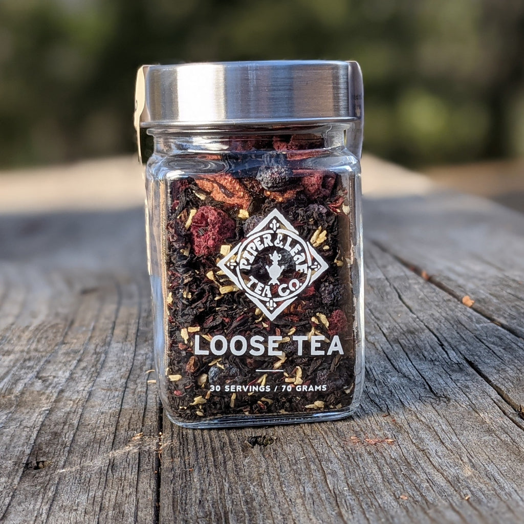 Piper and Leaf Cherry Christmas Glass Jar of Loose Leaf Tea - 30 Servings