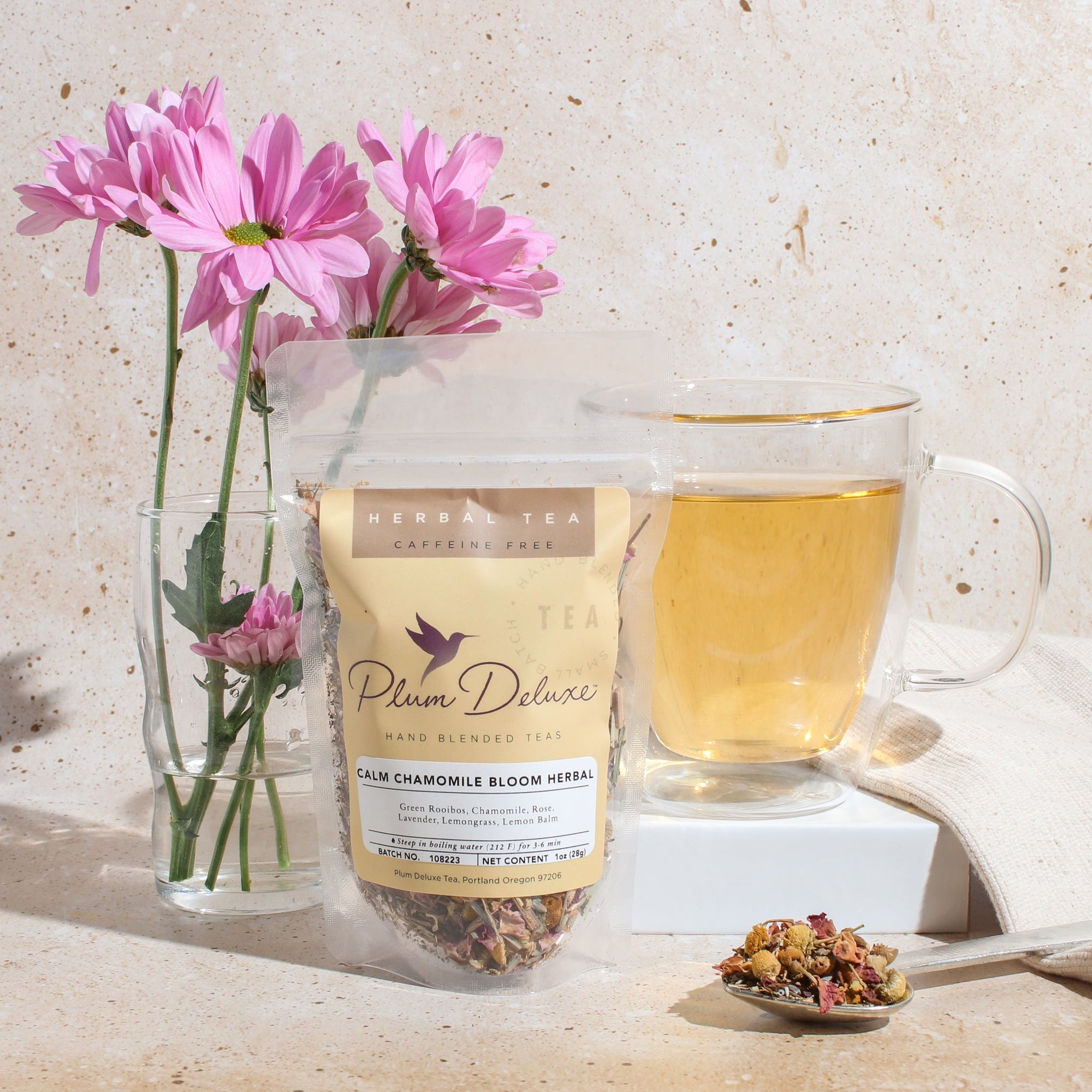 Plum Deluxe Calm Chamomile Bloom Herbal Tea (Rose - Lavender)