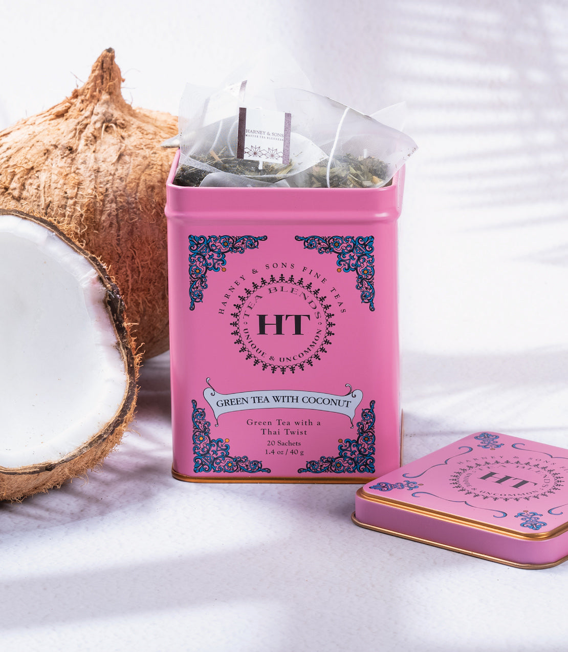 Harney & Sons Green Tea with Coconut, HT Tin of 20 Tea Sachets