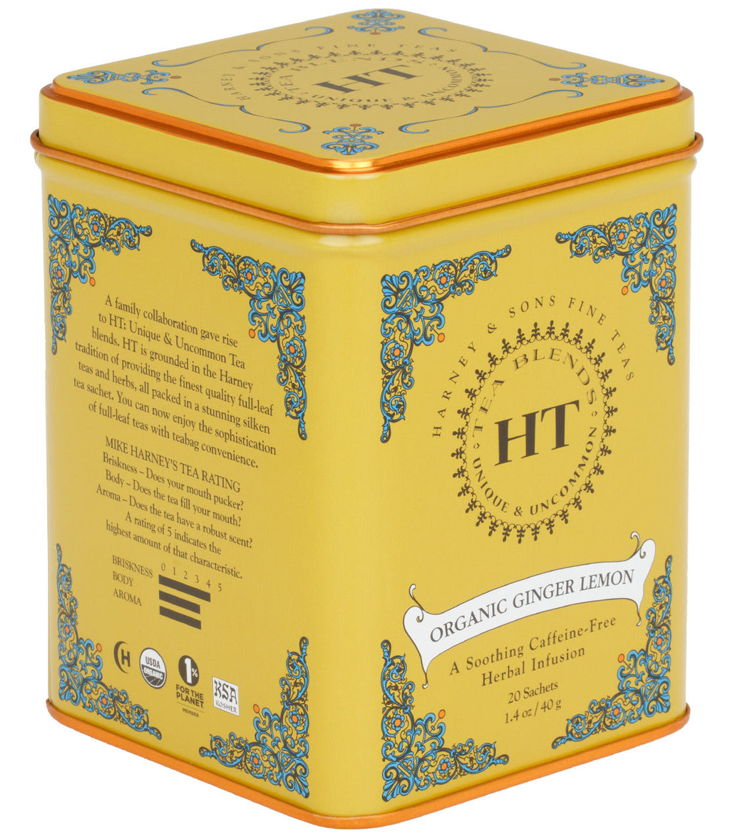Harney & Sons Organic Ginger Lemon, HT Tin of 20 Sachets
