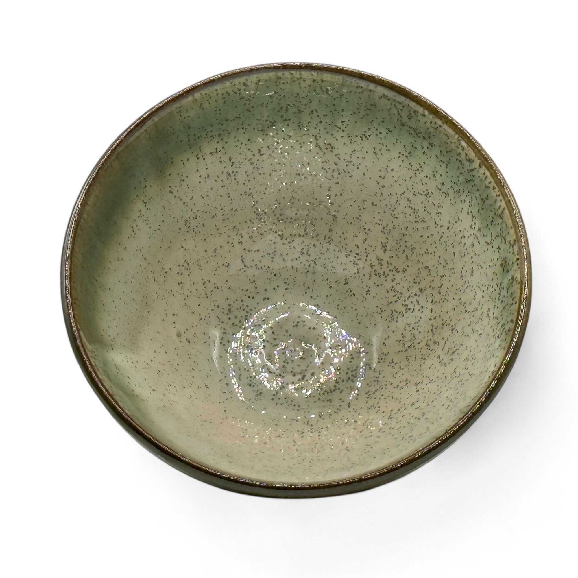 Inoue Tea Nagashi Flower Oribe-yaki Ido Chawan - Japanese Matcha Bowl