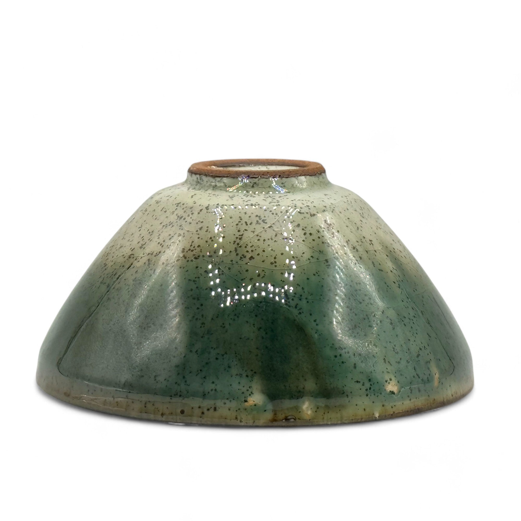 Inoue Tea Nagashi Flower Oribe-yaki Ido Chawan - Japanese Matcha Bowl