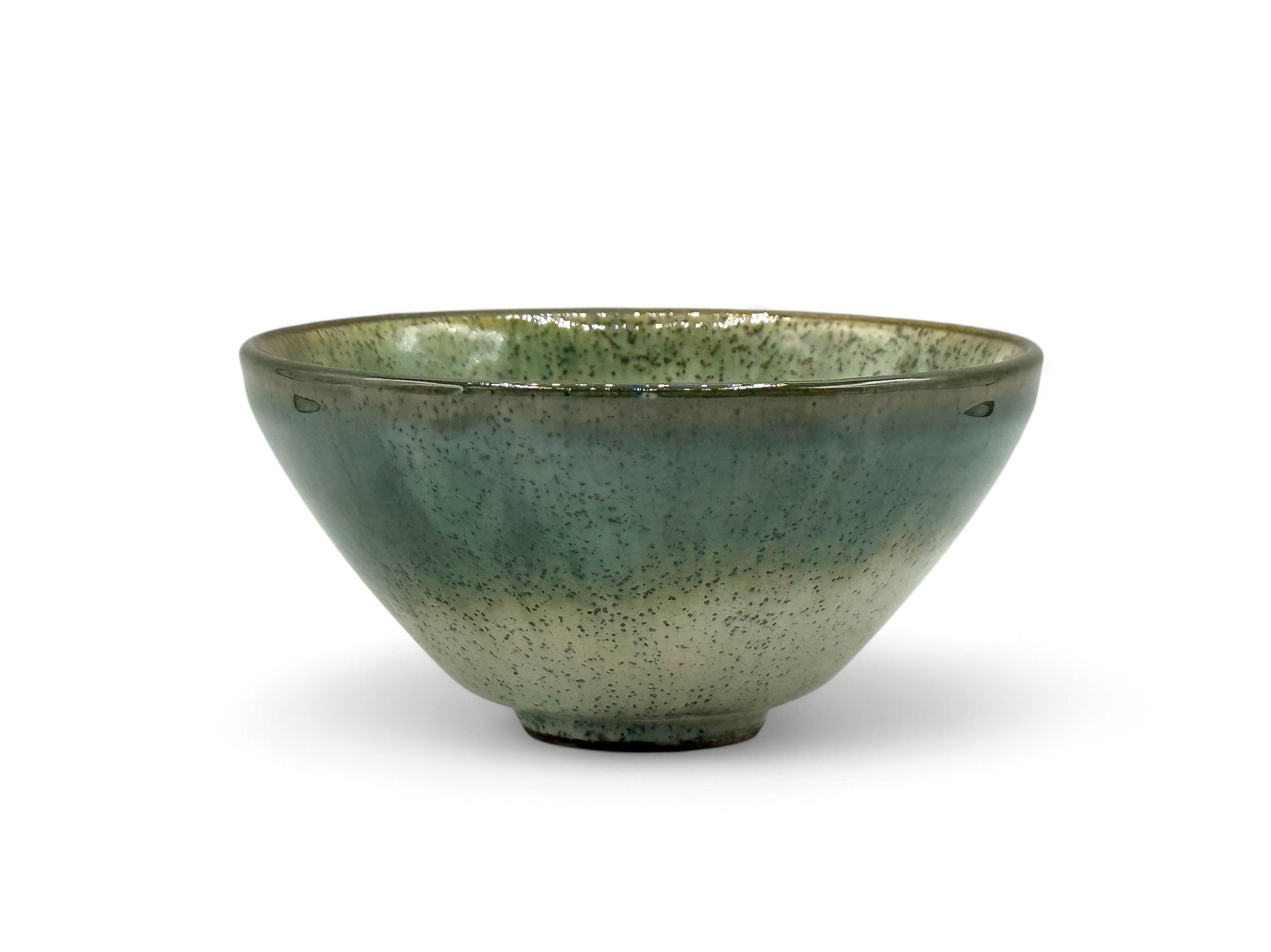 Inoue Tea Nagashi Flower Oribe-yaki Ido Chawan - Japanese Matcha Bowl