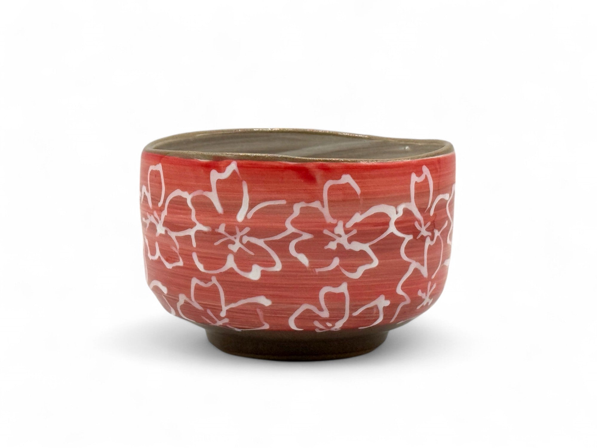 Inoue Tea Maizakura Red Mino-yaki Chawan - Japanese Matcha Bowl - Thumbnail 3