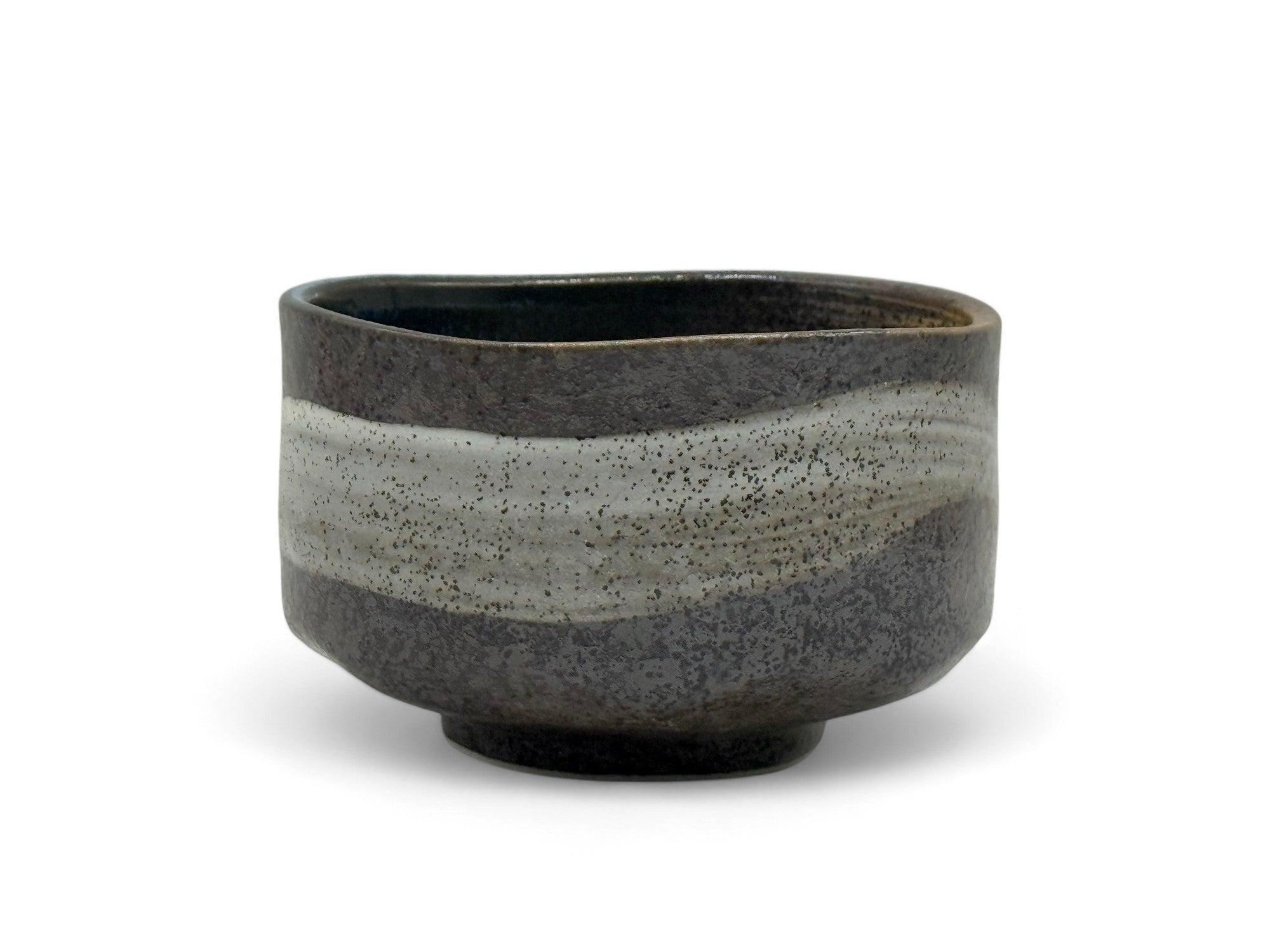 Inoue Tea Brushstroke Brown Mino-yaki Chawan - Japanese Matcha Bowl - Thumbnail 3