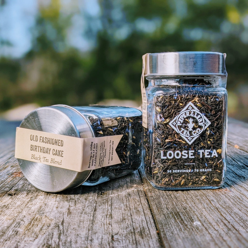 Piper and Leaf Old Fashioned Birthday Cake Glass Jar of Loose Leaf Tea - 30 Servings