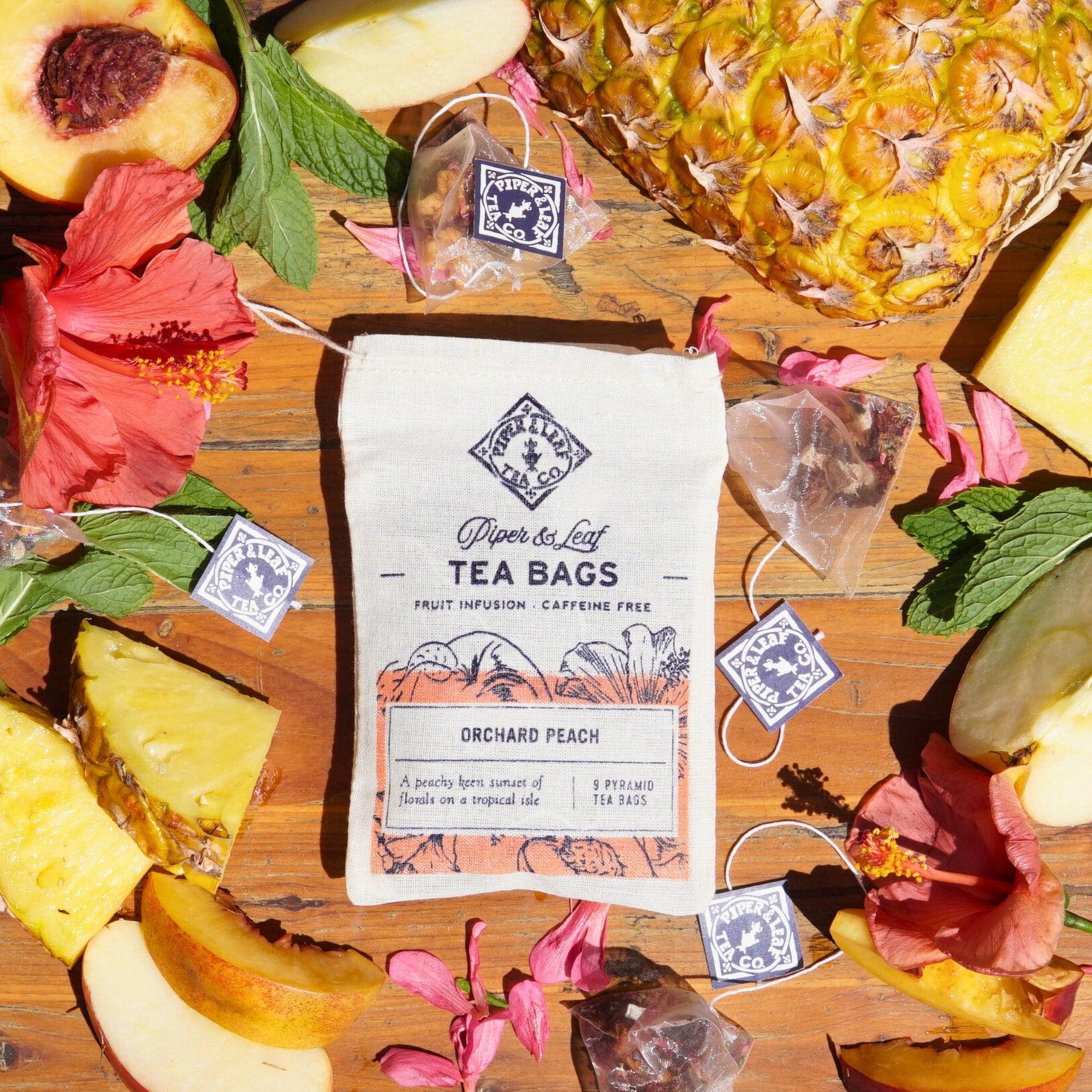 Piper and Leaf Orchard Peach 9ct Tea Bags in Muslin