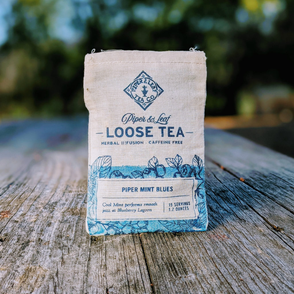Piper and Leaf Piper Mint Blues Muslin Bag of Loose Leaf Tea - 15 Servings