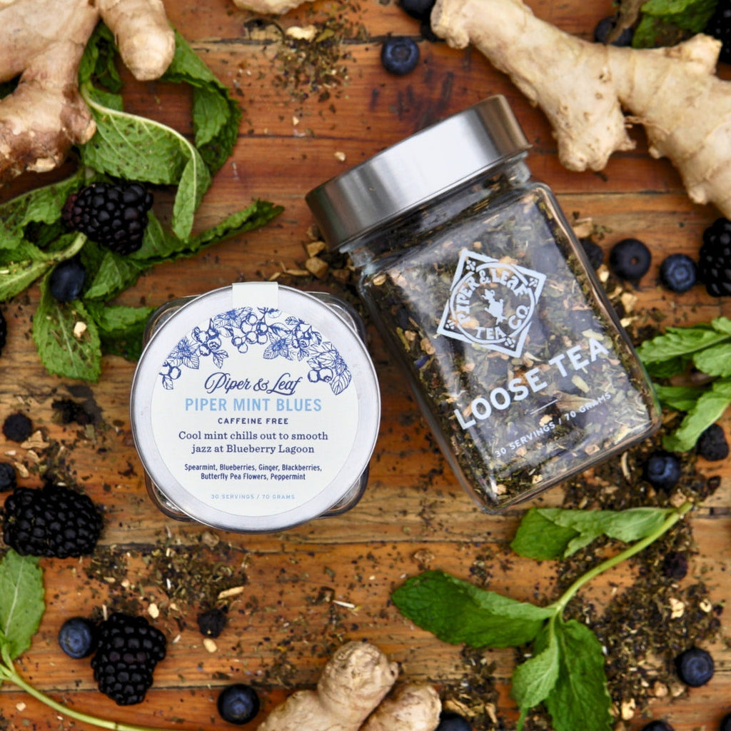 Piper and Leaf Piper Mint Blues Glass Jar of Loose Leaf Tea - 30 Servings
