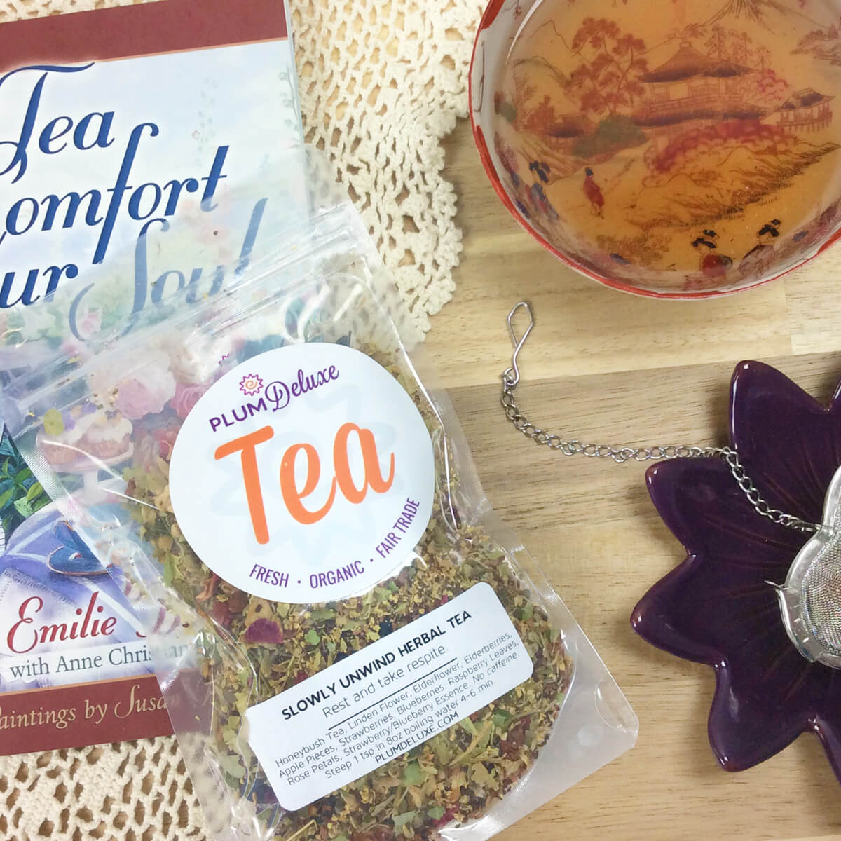 Plum Deluxe Slowly Unwind Herbal Linden Tea (Linden Flower - Elderflower - Berry)