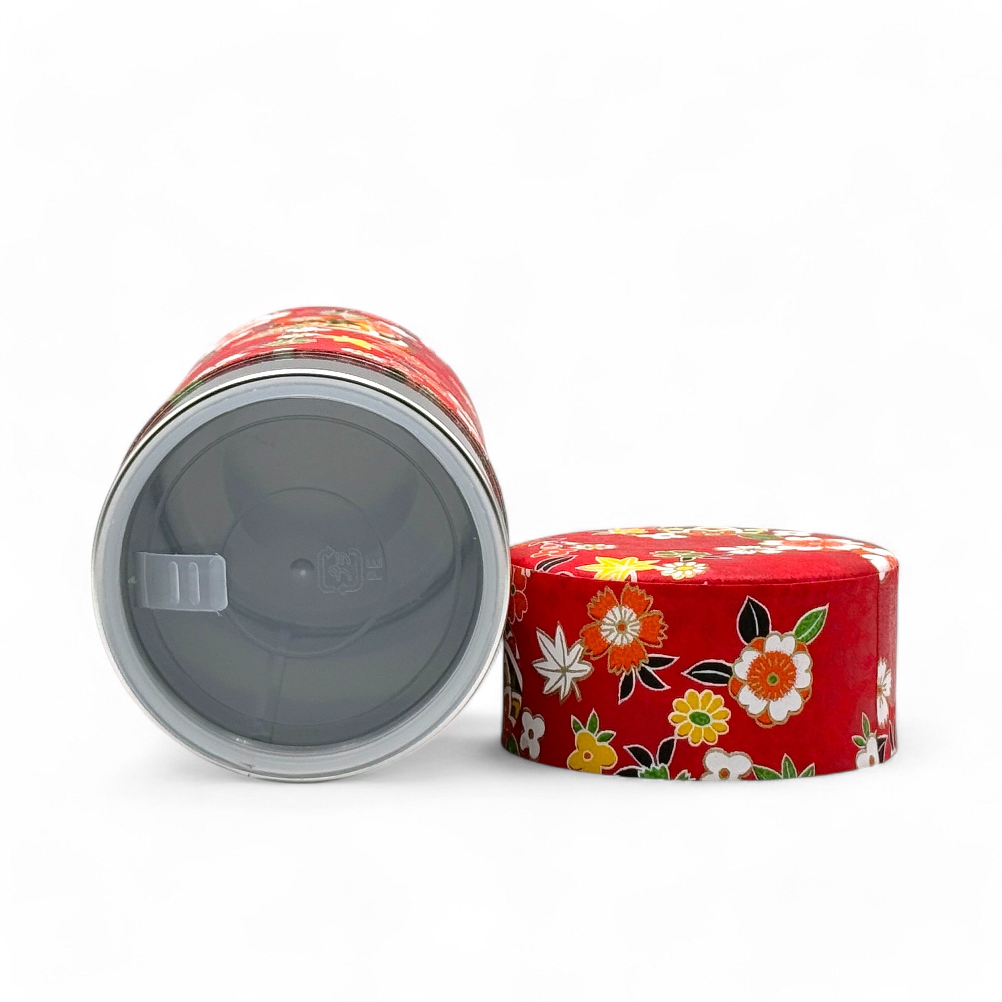Inoue Tea Matsuri Red Washi Paper Wrapped Tea Canister (L) - Japanese Chazutsu