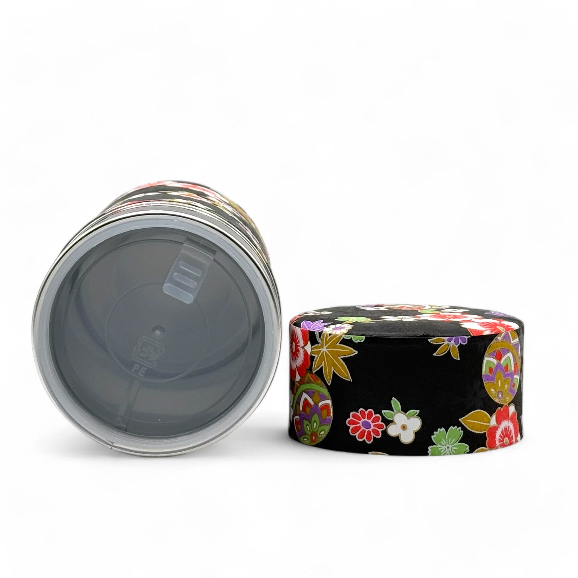 Inoue Tea Matsuri Black Washi Paper Wrapped Tea Canister (L) - Japanese Chazutsu