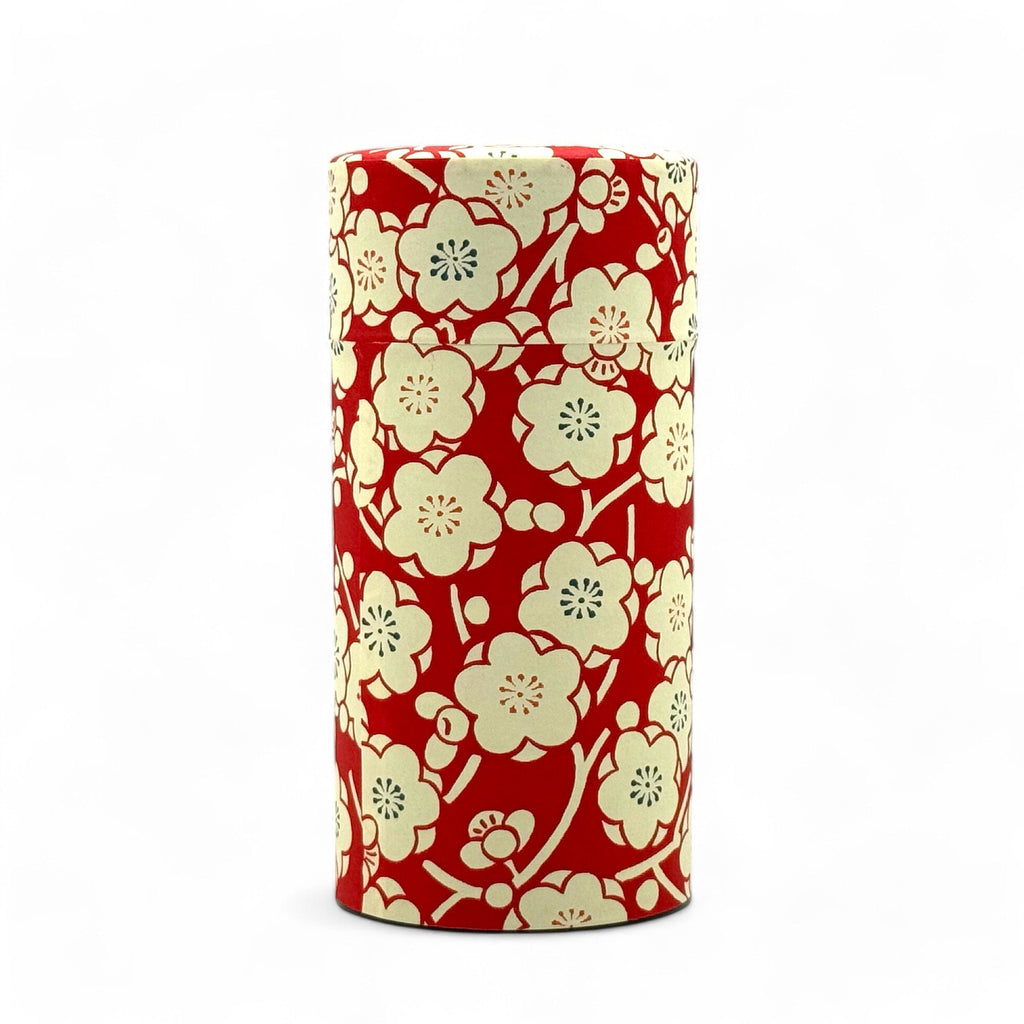 Inoue Tea Sakura Red Washi Paper Wrapped Tea Canister - Japanese Chazutsu