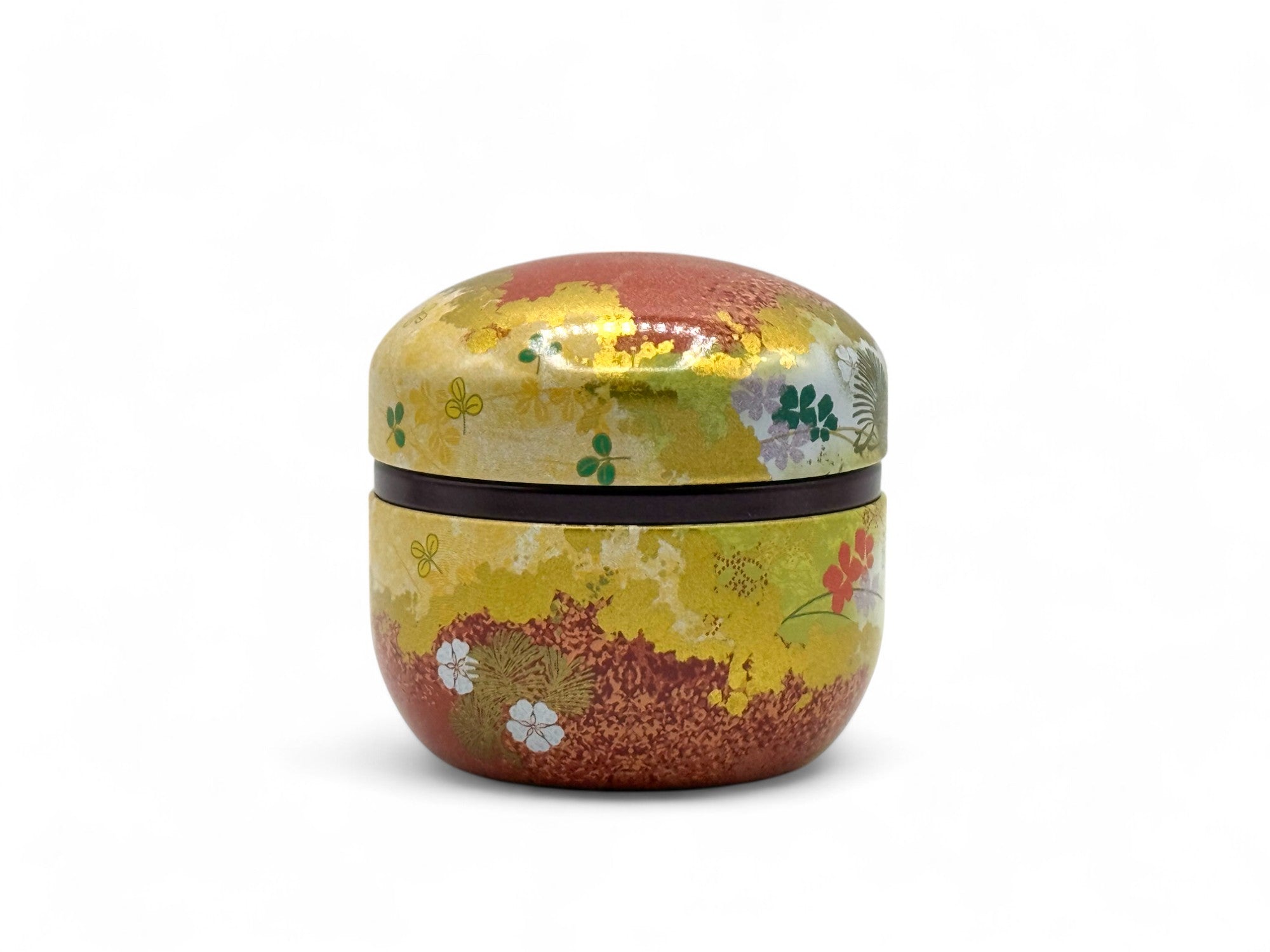 Inoue Tea Natsu Flower Metal Tea Canister - Japanese Chazutsu