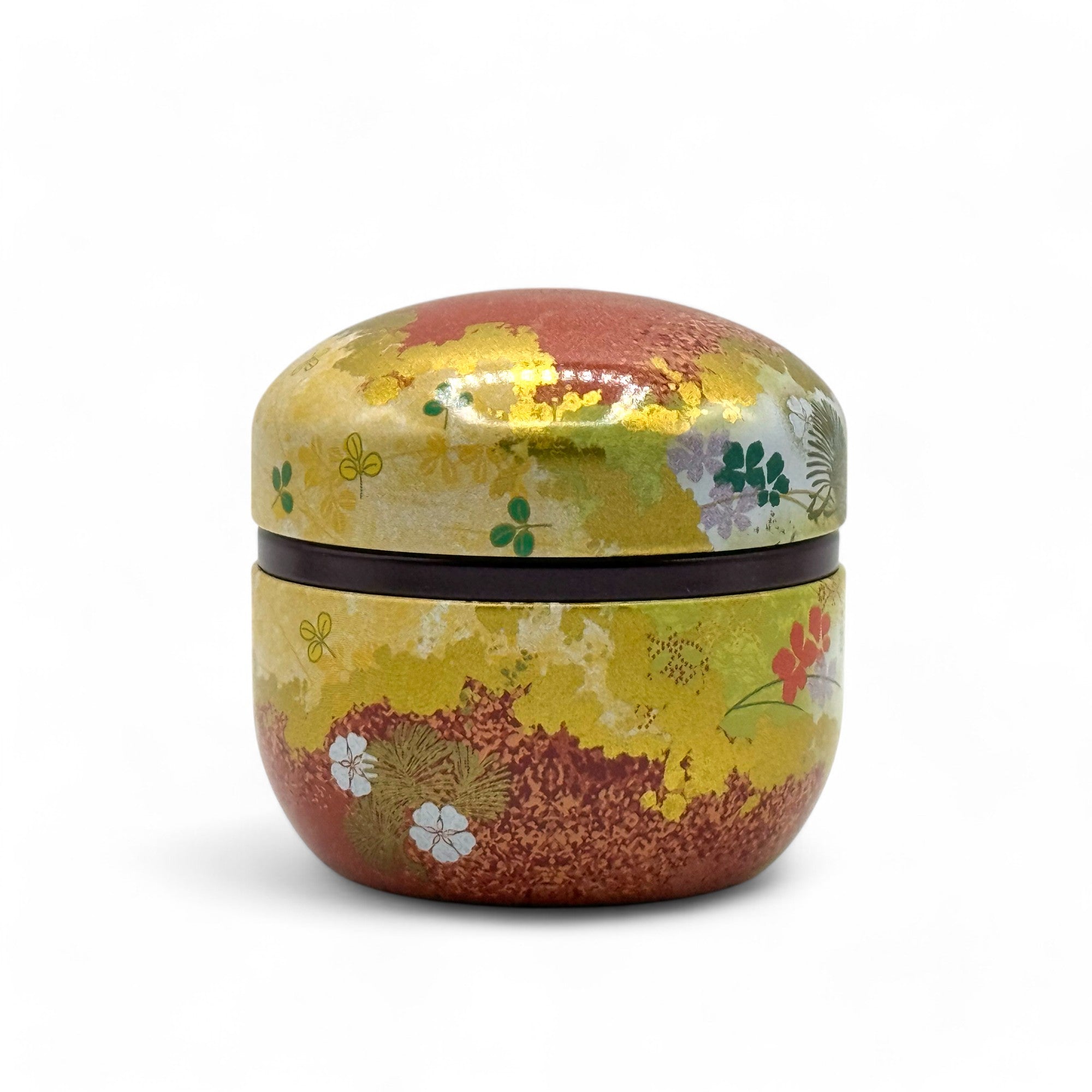 Inoue Tea Natsu Flower Metal Tea Canister - Japanese Chazutsu