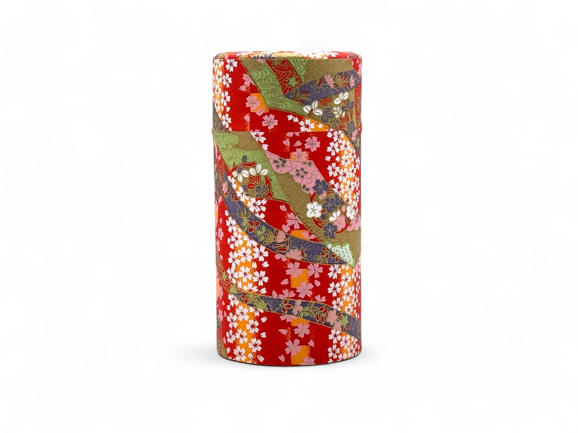 Inoue Tea Oiwai Red Washi Paper Wrapped Tea Canister (L) - Japanese Chazutsu