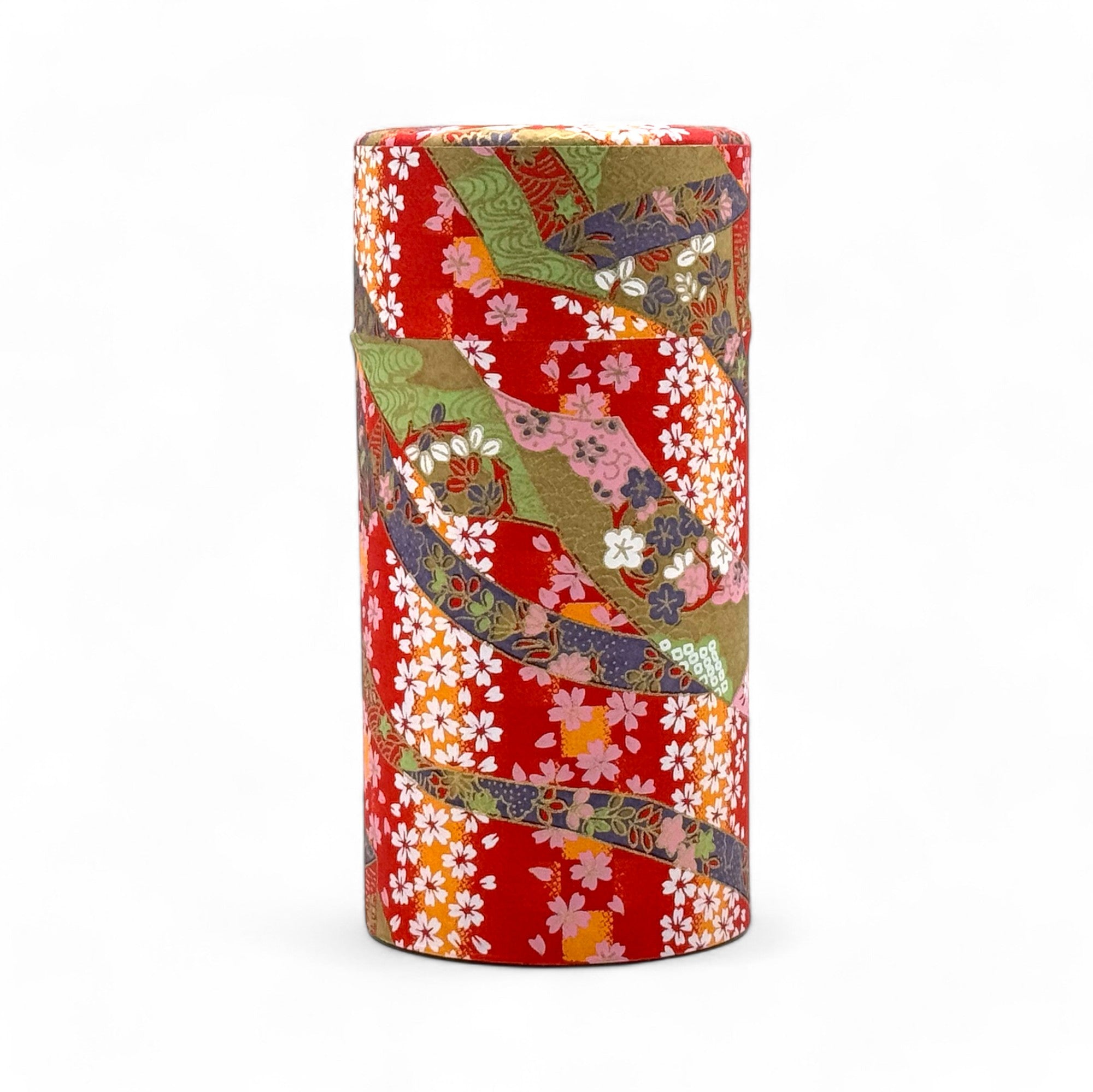 Inoue Tea Oiwai Red Washi Paper Wrapped Tea Canister (L) - Japanese Chazutsu