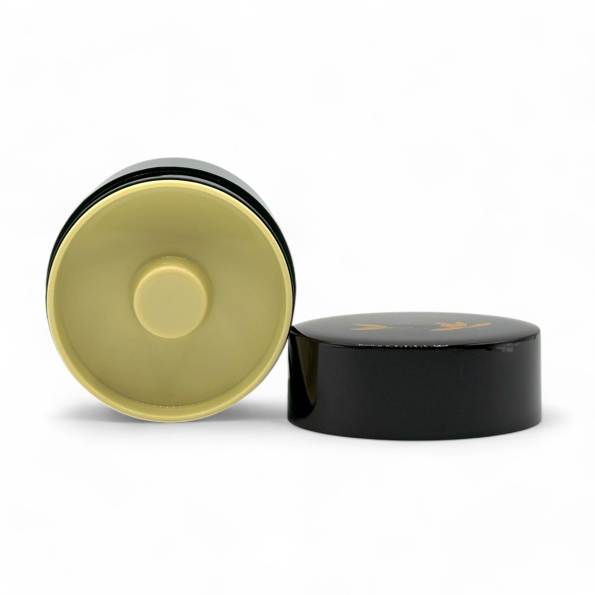 Inoue Tea Tame Golden Leaf Brown Resin Lacquered Tea Canister - Japanese Chazutsu
