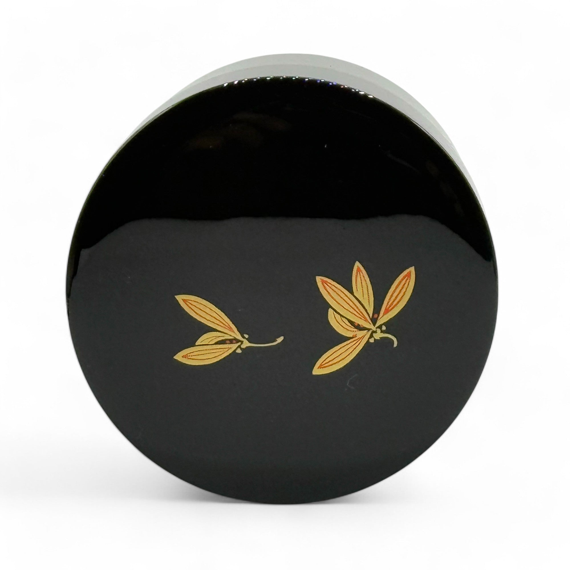 Inoue Tea Tame Golden Leaf Brown Resin Lacquered Tea Canister - Japanese Chazutsu