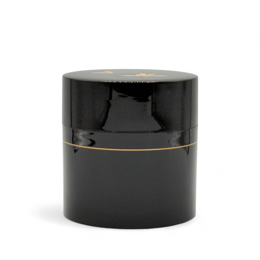 Inoue Tea Tame Golden Leaf Brown Resin Lacquered Tea Canister - Japanese Chazutsu