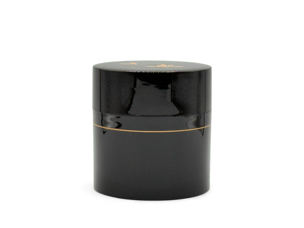 Inoue Tea Tame Golden Leaf Brown Resin Lacquered Tea Canister - Japanese Chazutsu