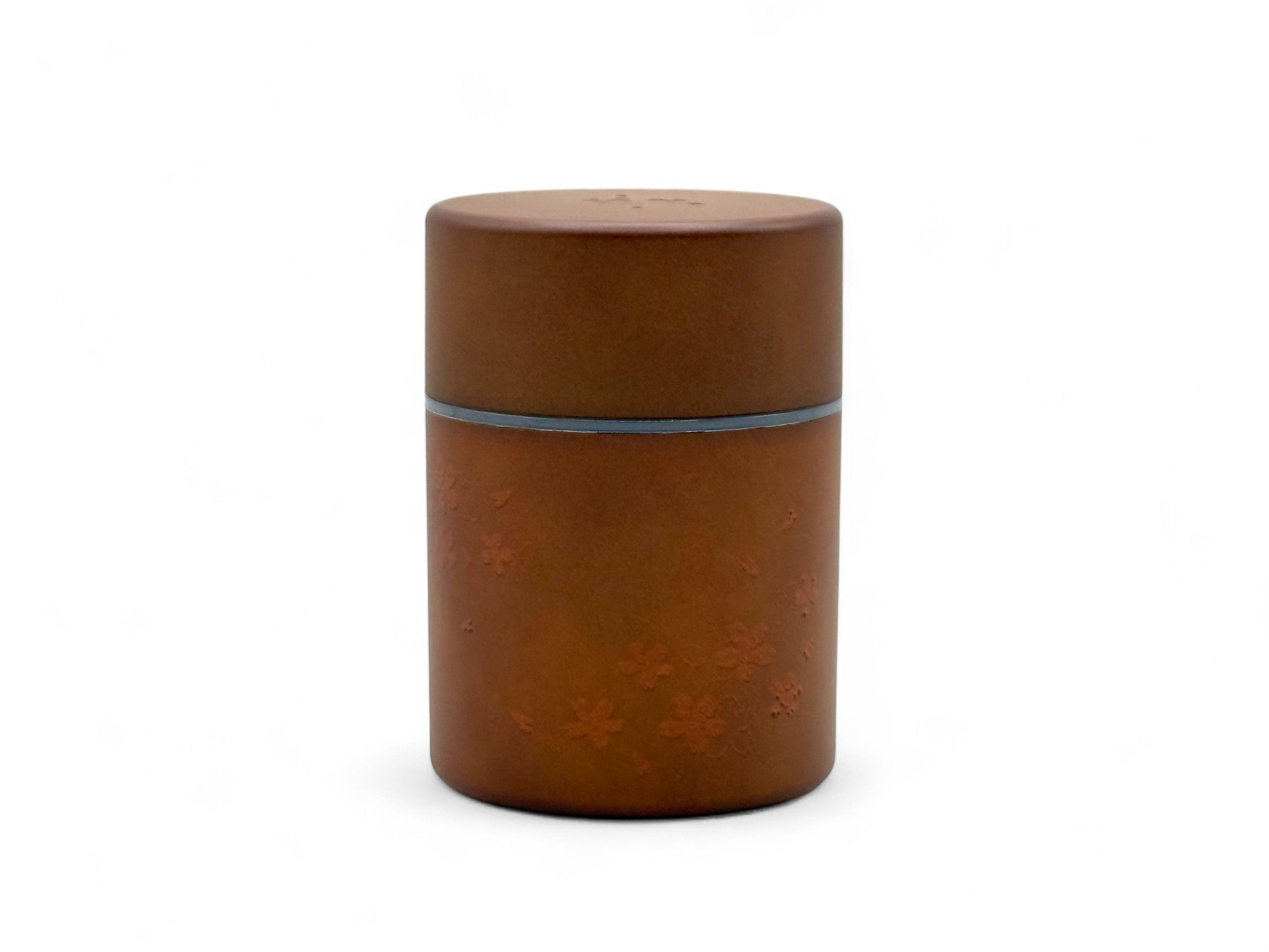 Inoue Tea Sakura Brown Polished Grain Resin Tea Canister by Miyamoto Sangyo - Japanese Chazutsu