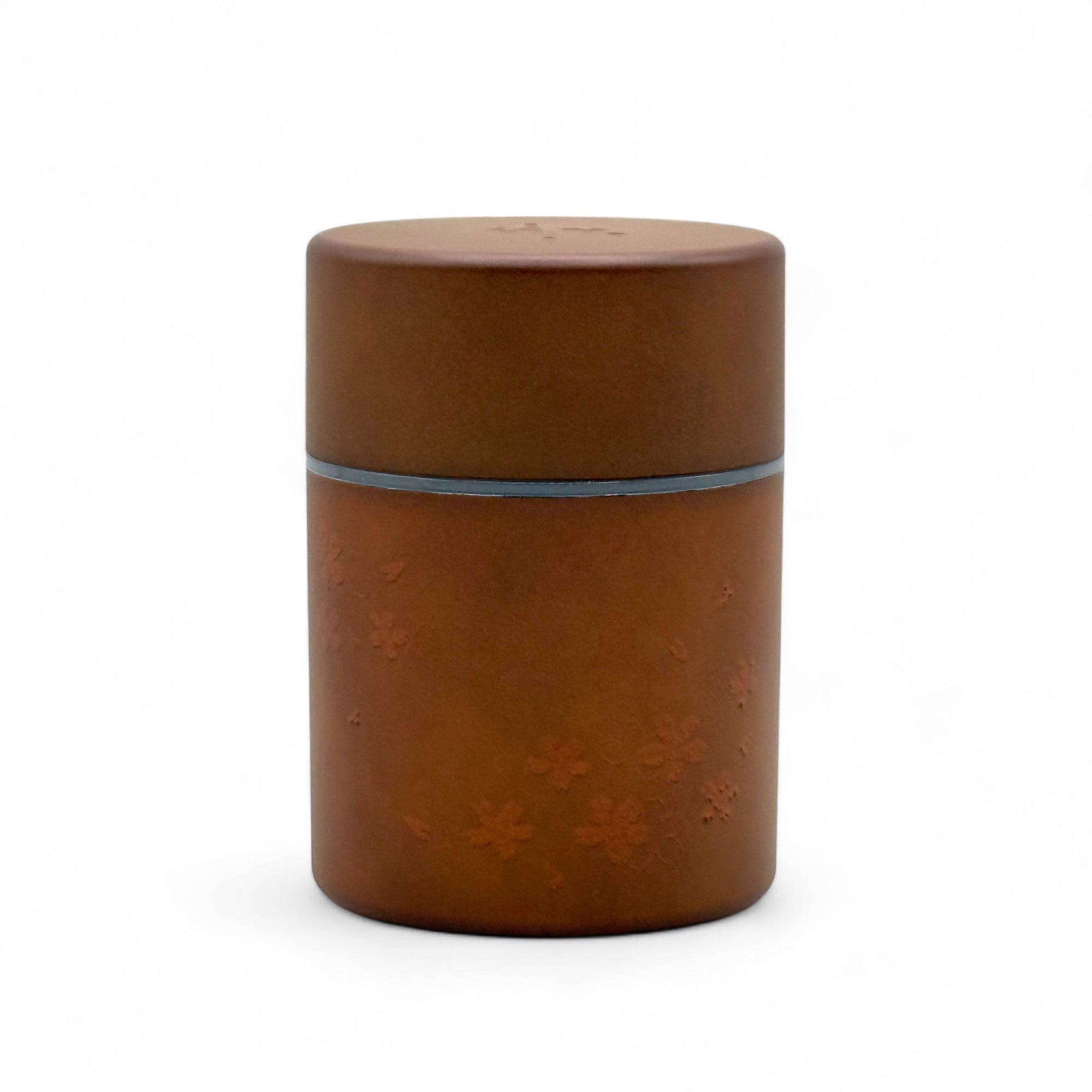 Inoue Tea Sakura Brown Polished Grain Resin Tea Canister by Miyamoto Sangyo - Japanese Chazutsu