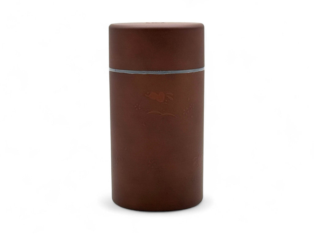 Inoue Tea Usagi Rabbit Brown Polished Grain Resin Tea Canister by Miyamoto Sangyo - Japanese Chazutsu