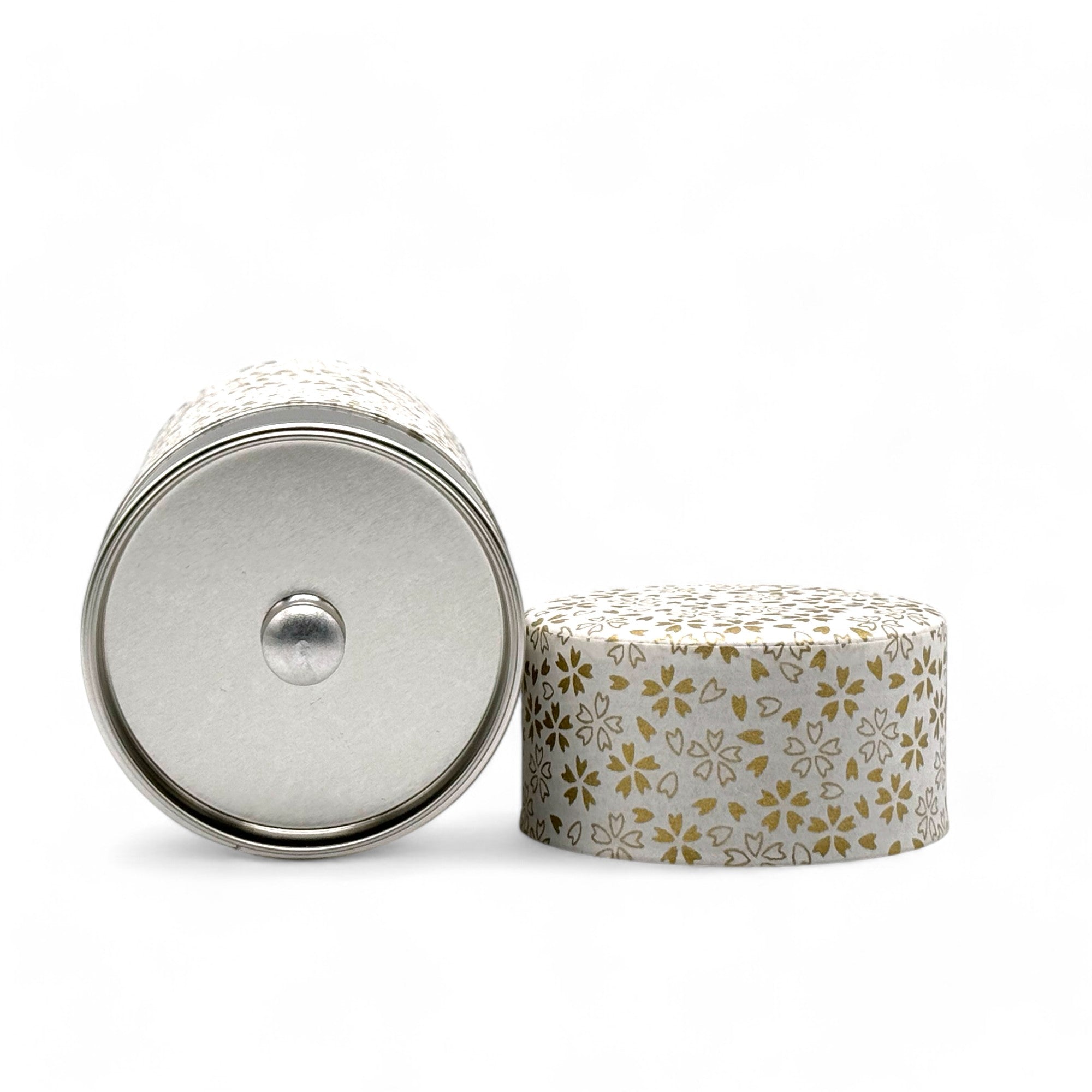 Inoue Tea Kenran Hana White Washi Paper Wrapped Tea Canister (L) - Japanese Chazutsu