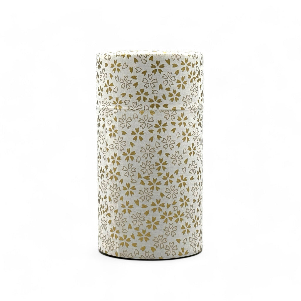 Inoue Tea Kenran Hana White Washi Paper Wrapped Tea Canister (L) - Japanese Chazutsu