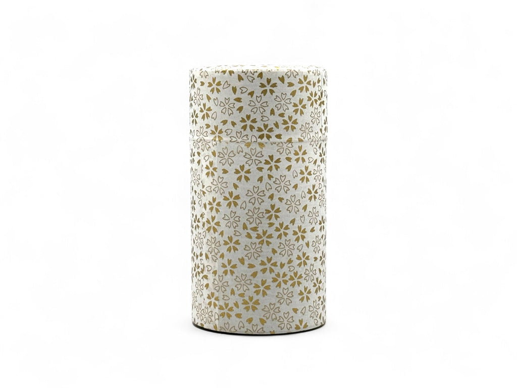 Inoue Tea Kenran Hana White Washi Paper Wrapped Tea Canister (L) - Japanese Chazutsu