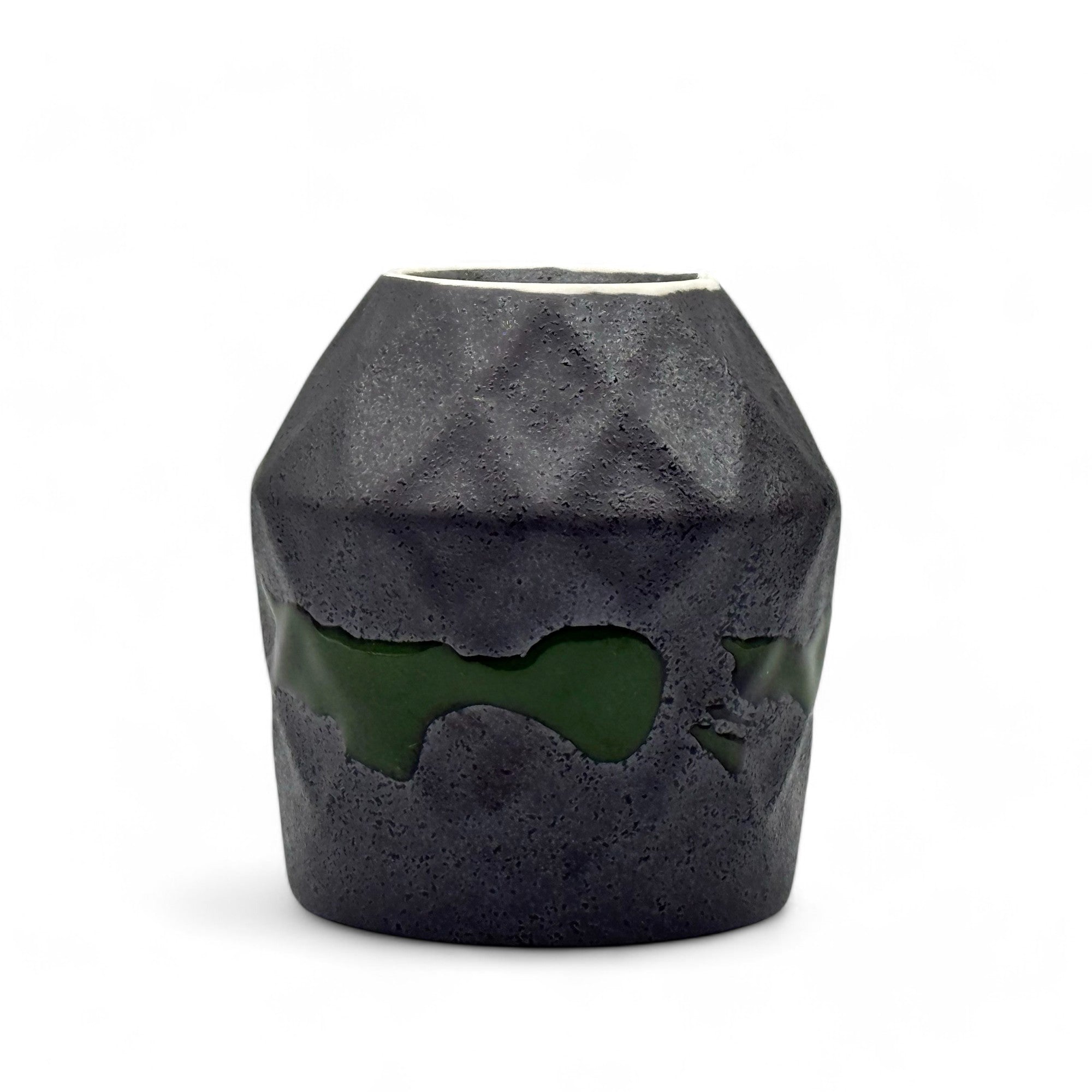 Inoue Tea Kurobuki Ryusui Grey Green Mino-yaki Yunomi - Japanese Teacup