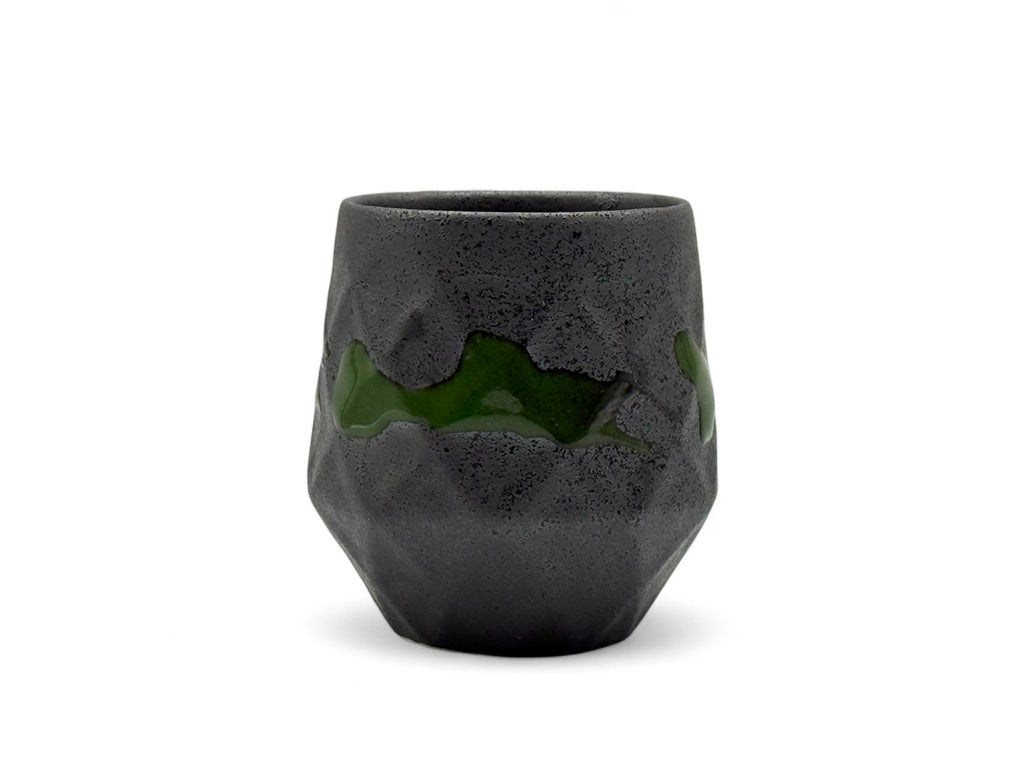 Inoue Tea Kurobuki Ryusui Grey Green Mino-yaki Yunomi - Japanese Teacup