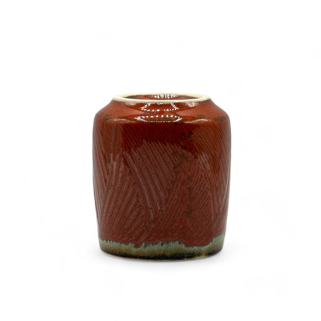 Inoue Tea Shun Nagashi Red Mino-yaki Yunomi - Japanese Teacup