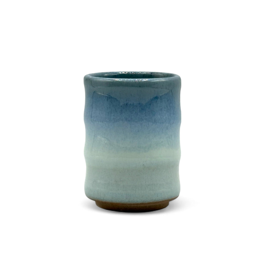 Inoue Tea Ranyu Nagashi Blue Mino-yaki Yunomi - Japanese Teacup